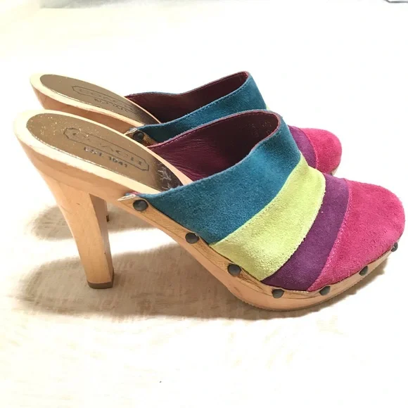 Coach Katy Multicolored Mules Heeled Size 6.5 - Picture 3 of 11